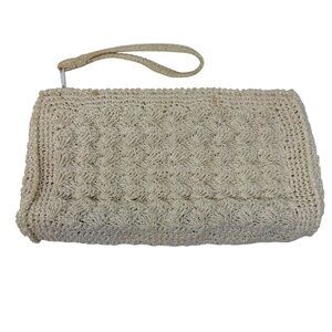 Vintage Macramé-Inspired Crochet Evening Bag Cream Coastal Grandmother Japan